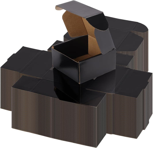 40 Pack 4X4X2 Shipping Boxes for Small Business, Black Packaging Cardboard Boxes, Moving Mailing Packing Box
