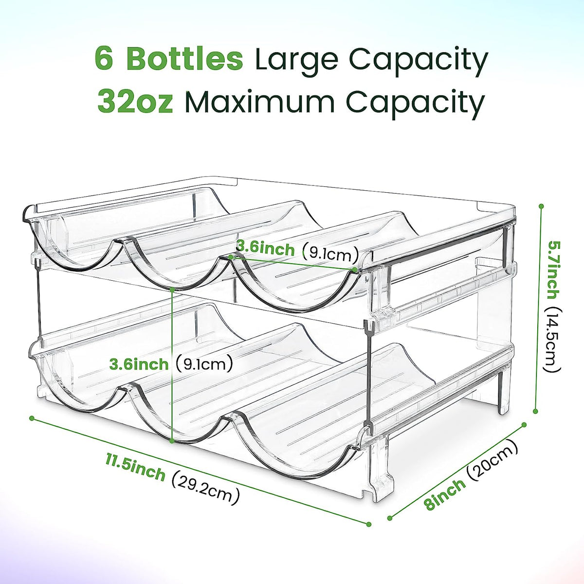 Cabinet Water Bottle Organizer - Set of 2 Stackable Storage Racks for Efficient Water Bottle Storage