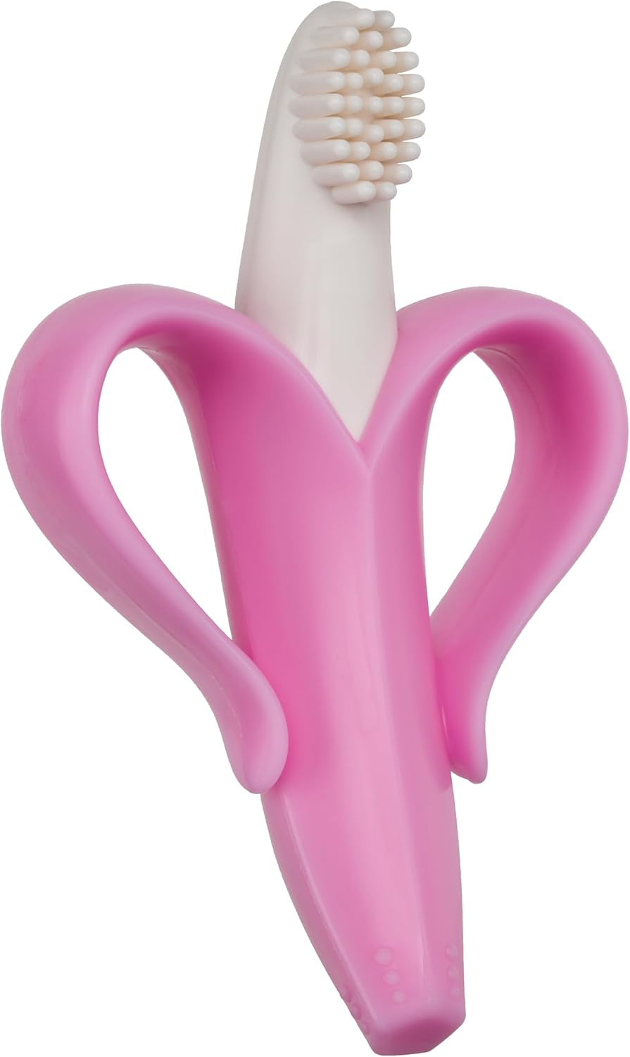 ® Pink Teether-Toothbrush for Infants and Toddlers, Made in the USA with Soft Bristles for Gentle Oral Care, Bendable Food-Grade Silicone, Family-Owned Since 2009, Over 11 Million Units Sold