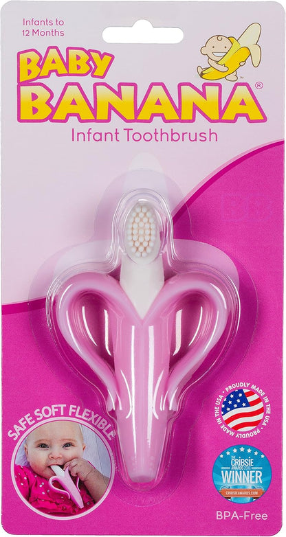 ® Pink Teether-Toothbrush for Infants and Toddlers, Made in the USA with Soft Bristles for Gentle Oral Care, Bendable Food-Grade Silicone, Family-Owned Since 2009, Over 11 Million Units Sold